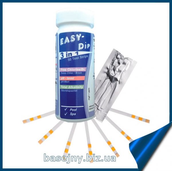 Тестові смужки 3-в-1 (тестер) для вимірювання хлора, ph, лужності Тестові смужки 3-в-1 (тестер) для вимірювання хлора, ph, лужності